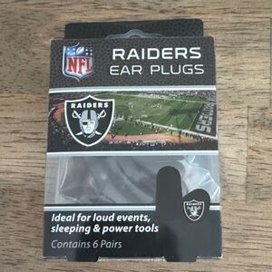 Raiders Ear Plugs NFL latex free 32 dB six pairs
